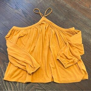 love, Fire Mustard Off-Shoulder Blouse Size S